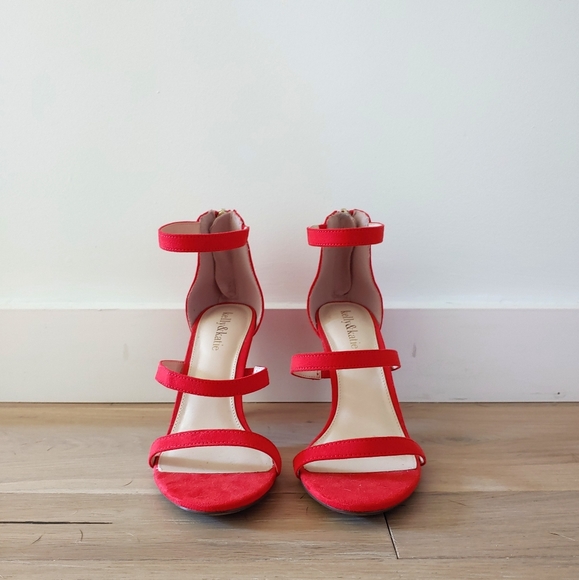 red gladiator sandals heels